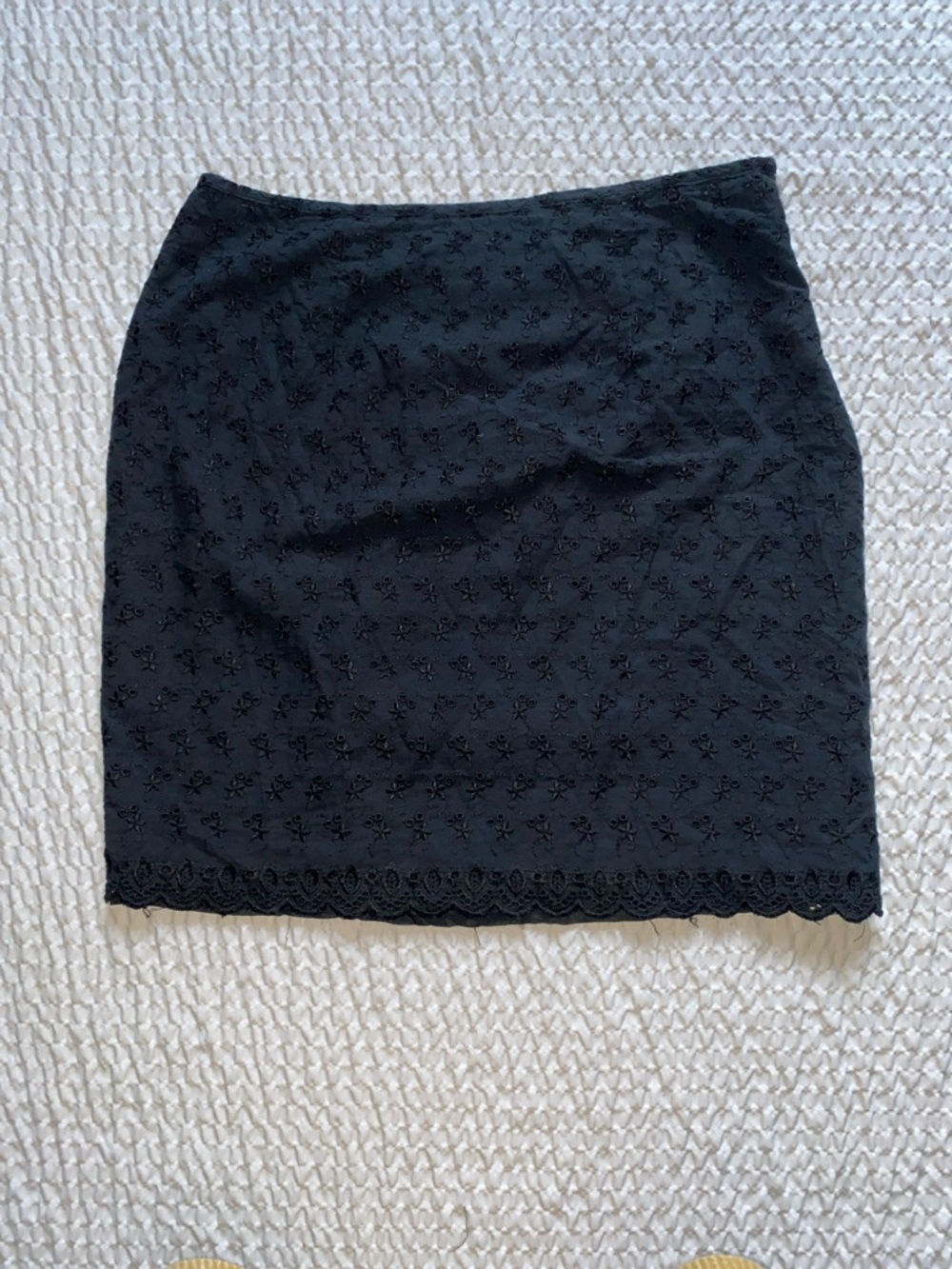 Tessa Kim Black Pencil Skirt with Lace Hem